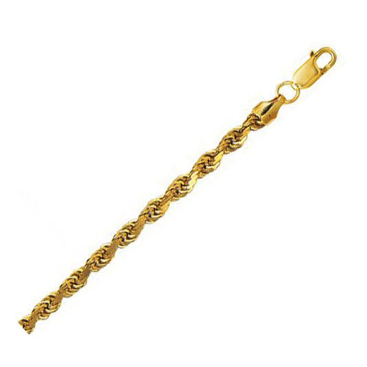 4.5mm 10K Yellow Gold Hollow Diamond Cut Rope Chain - Teresa's Fashionista LLC