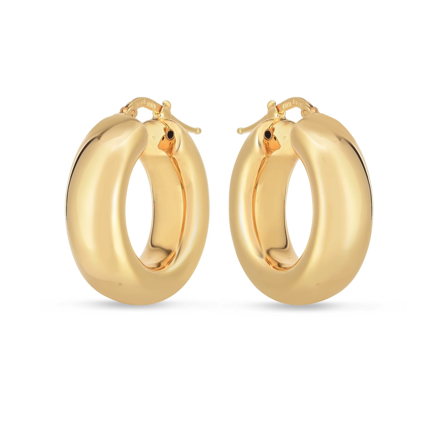 14k Yellow Gold Medium Puffy Hoops-Teresa&#39;s Fashionista LLC