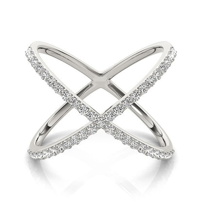 14k White Gold X Style Thin Ring with Diamonds (1/2 cttw)-Teresa&#39;s Fashionista LLC