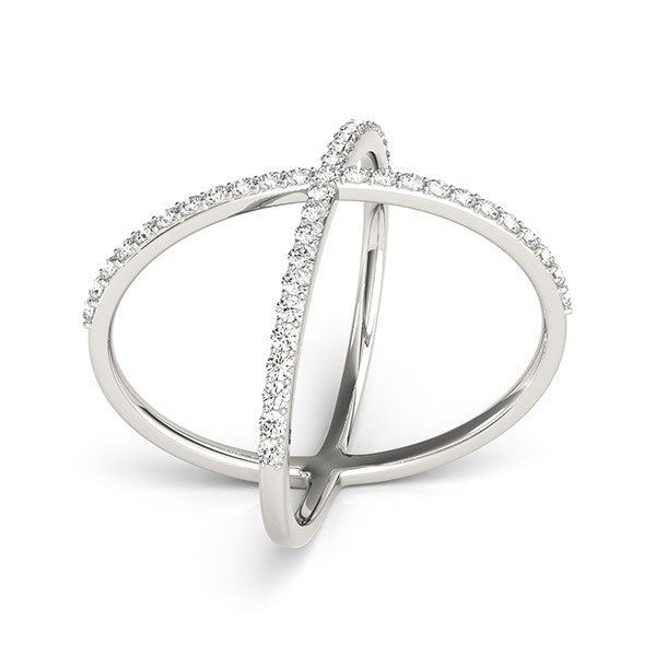 14k White Gold X Style Thin Ring with Diamonds (1/2 cttw)-Teresa&#39;s Fashionista LLC