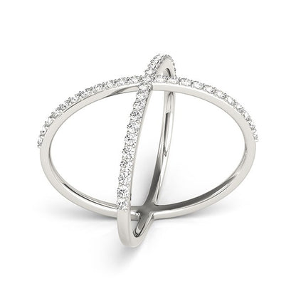 14k White Gold X Style Thin Ring with Diamonds (1/2 cttw)-Teresa&#39;s Fashionista LLC