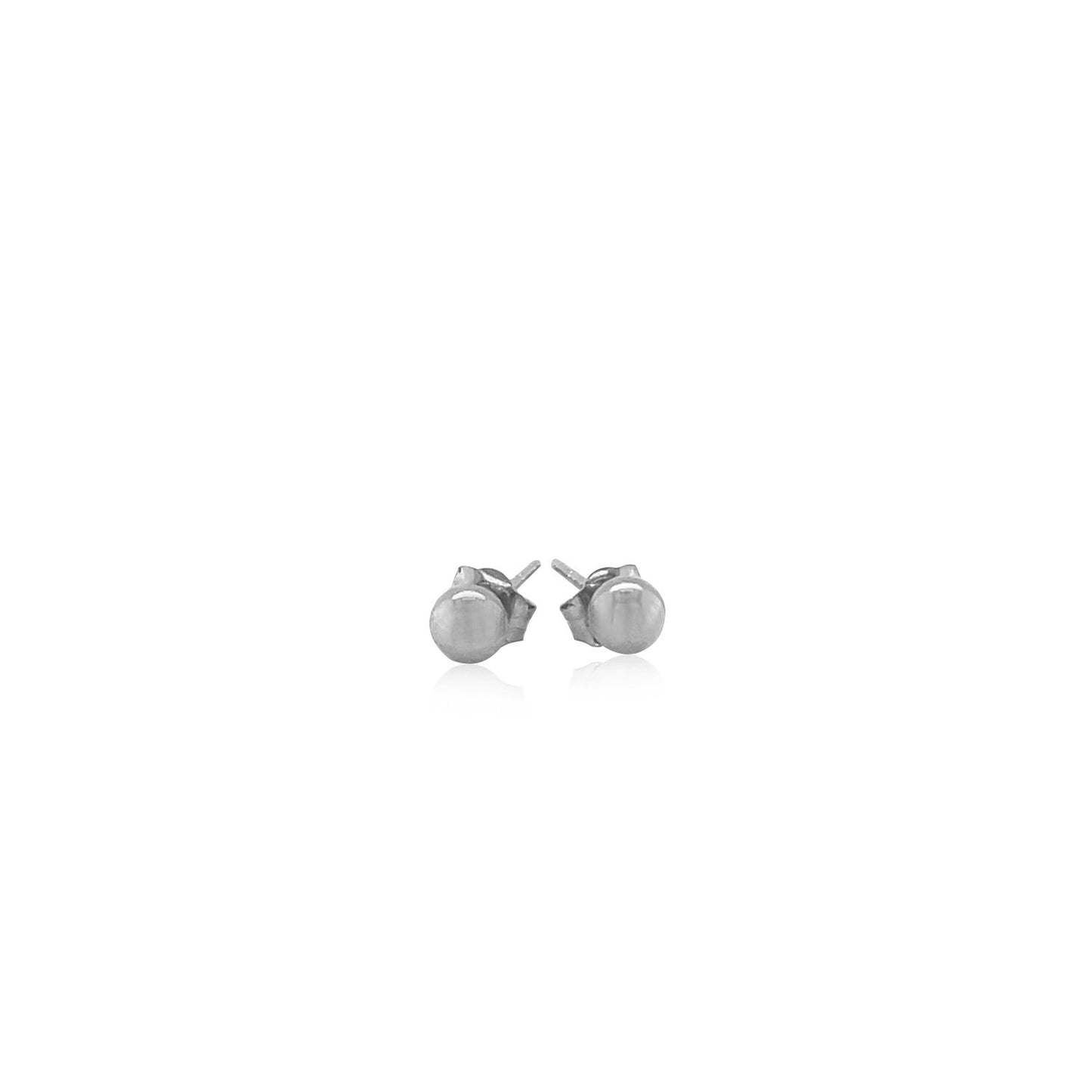 14k White Gold Round Stud Earrings (4.0 mm)-Teresa&#39;s Fashionista LLC