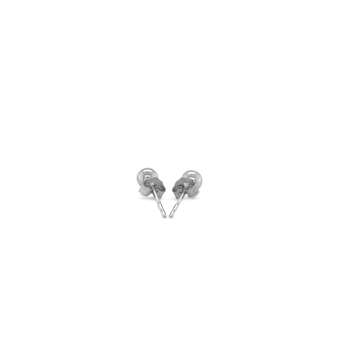 14k White Gold Round Stud Earrings (4.0 mm)-Teresa&#39;s Fashionista LLC