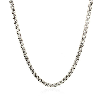 3.0mm Sterling Silver Rhodium Plated Round Box Chain-Teresa&#39;s Fashionista LLC