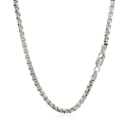 3.0mm Sterling Silver Rhodium Plated Round Box Chain-Teresa&#39;s Fashionista LLC