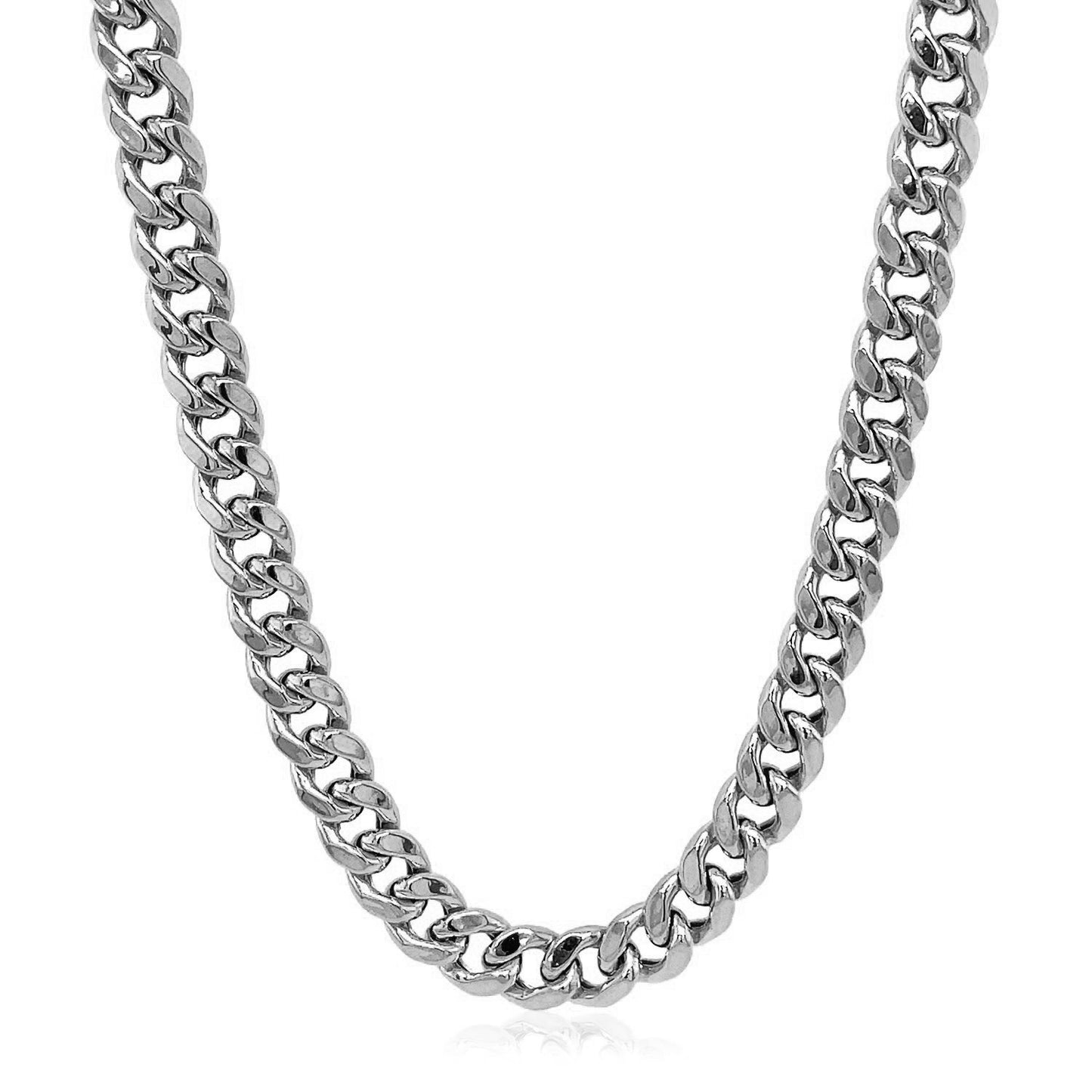 5.5mm 14k White Gold Miami Cuban Semi Solid Chain-Teresa&#39;s Fashionista LLC