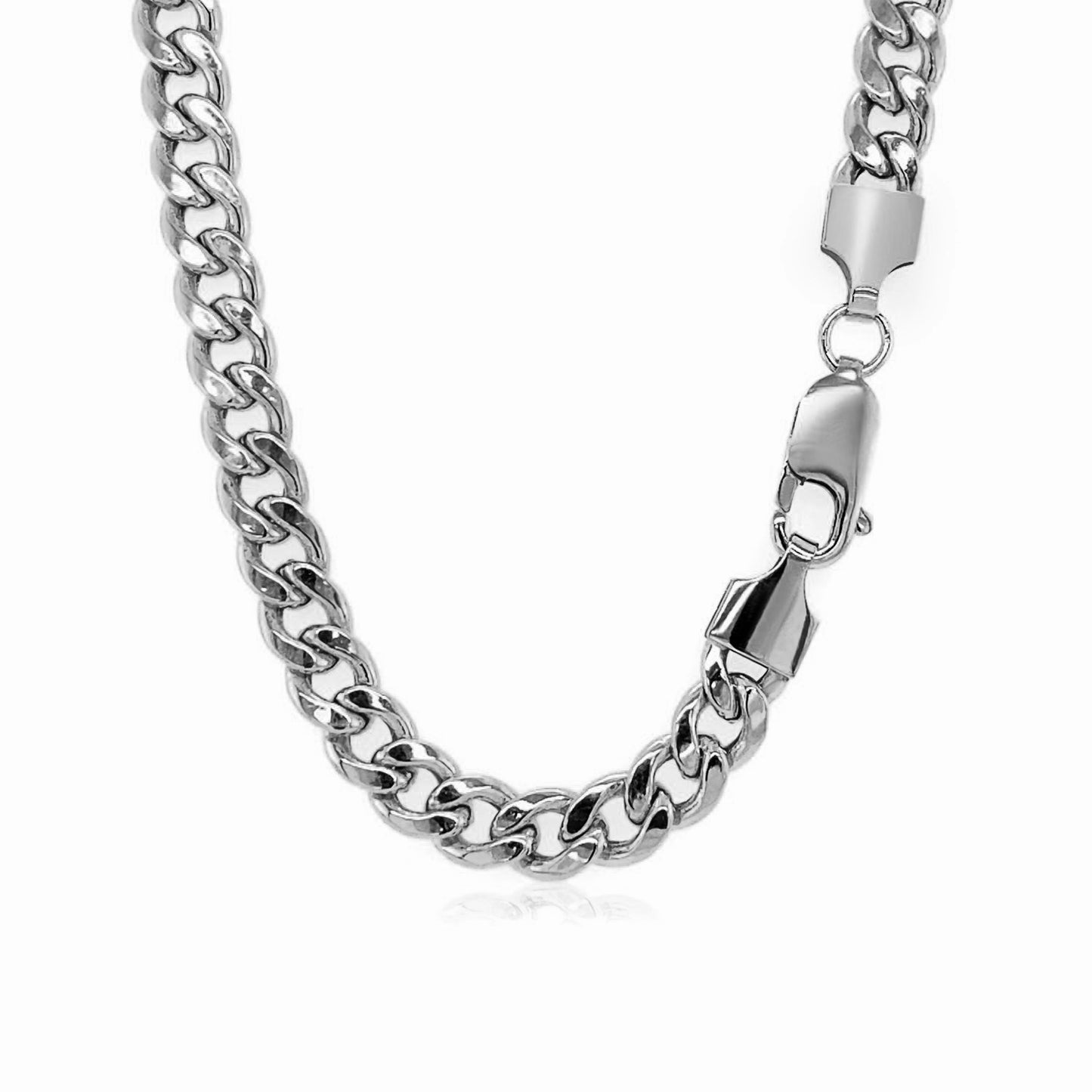 5.5mm 14k White Gold Miami Cuban Semi Solid Chain-Teresa&#39;s Fashionista LLC