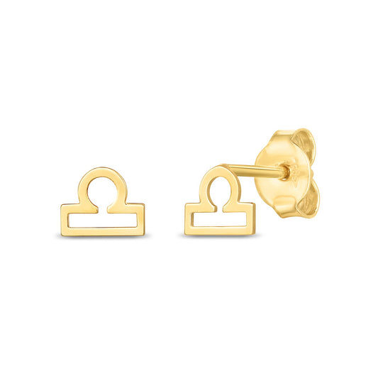 14k Yellow Gold Libra Stud Earrings-Teresa&#39;s Fashionista LLC