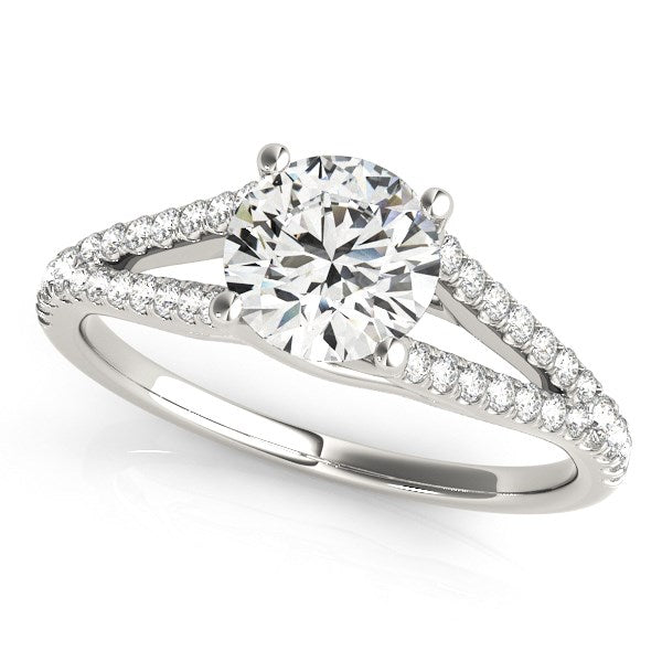 14k White Gold Split Shank Round Pronged Diamond Engagement Ring (1 1/8 cttw)-Teresa&#39;s Fashionista LLC