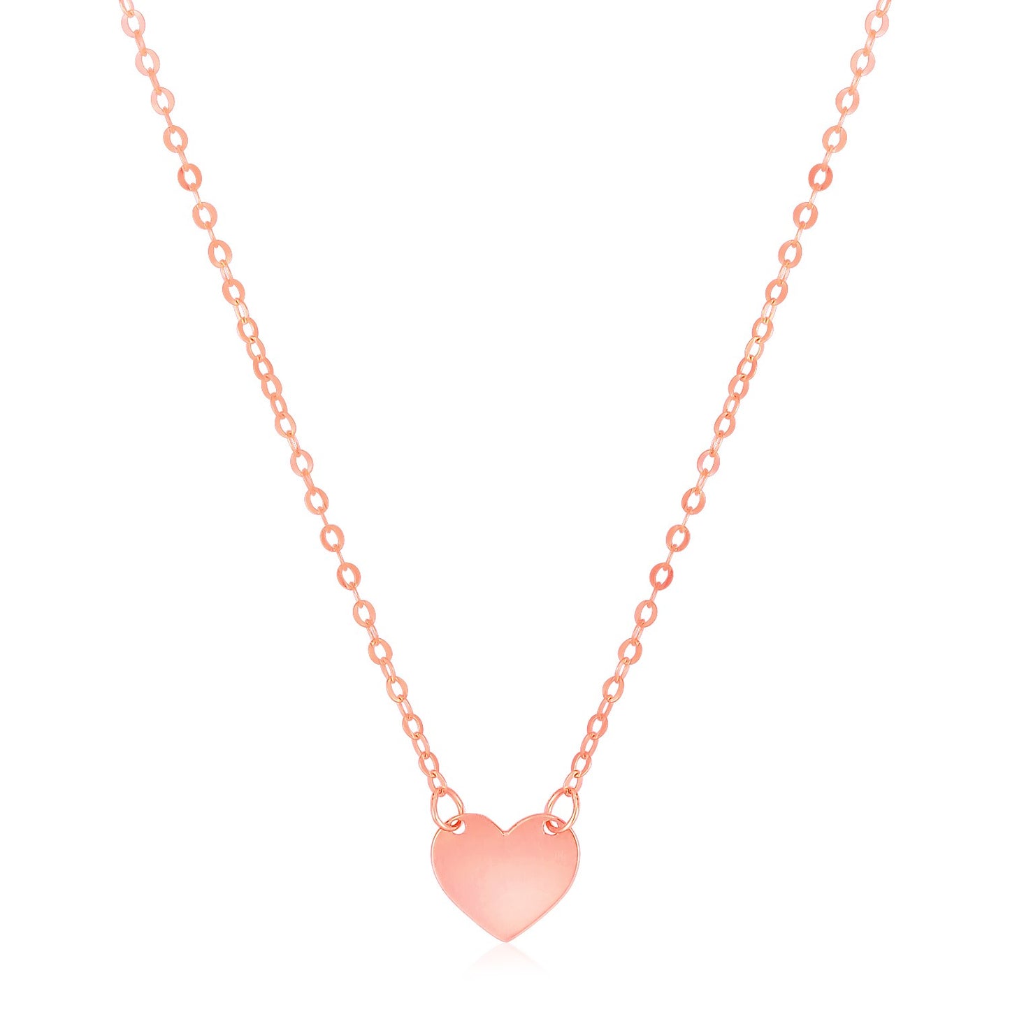 14k Rose Gold Polished Mini Heart Necklace-Teresa&#39;s Fashionista LLC