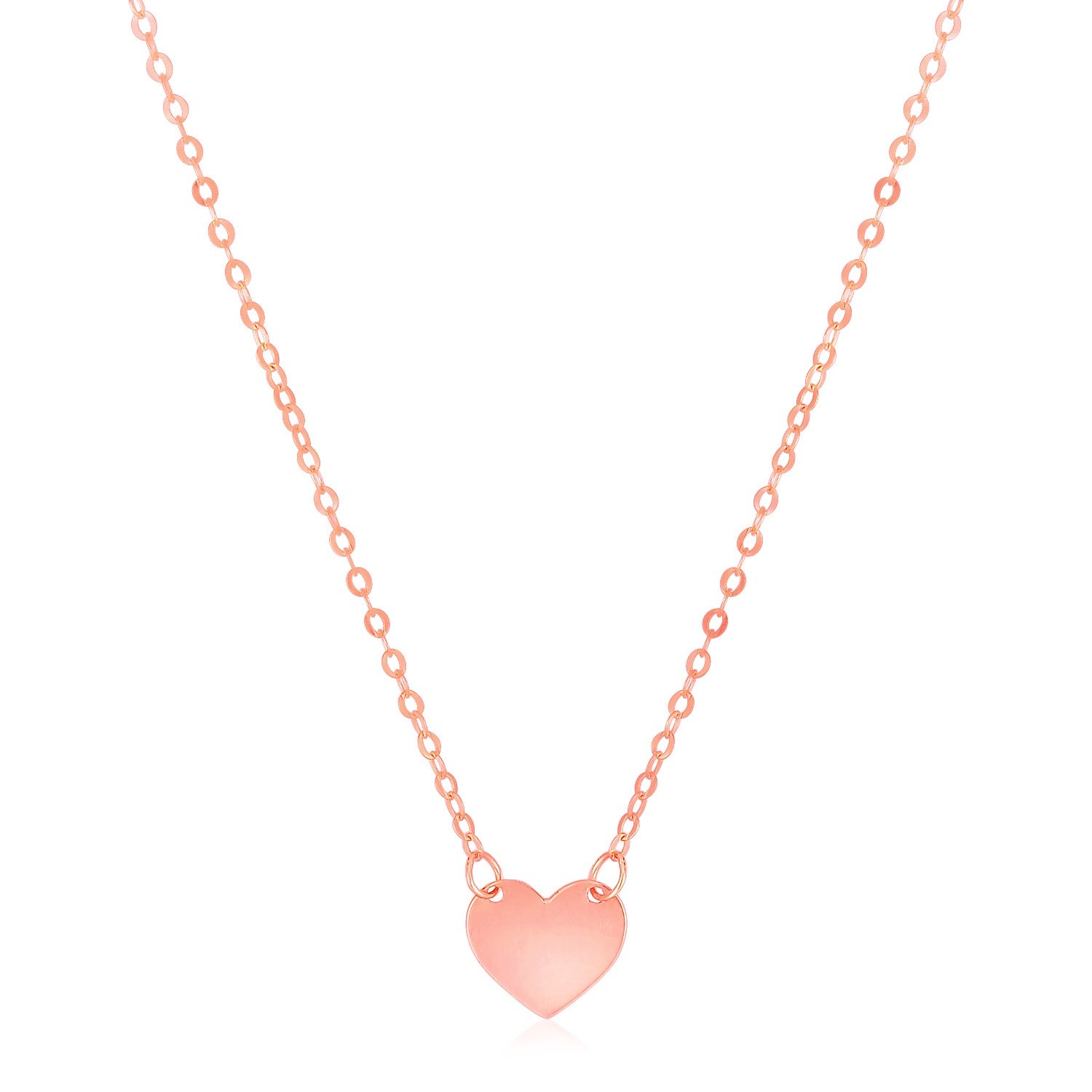 14k Rose Gold Polished Mini Heart Necklace-Teresa&#39;s Fashionista LLC