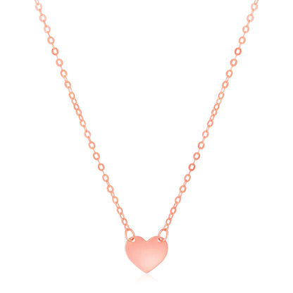 14k Rose Gold Polished Mini Heart Necklace-Teresa&#39;s Fashionista LLC