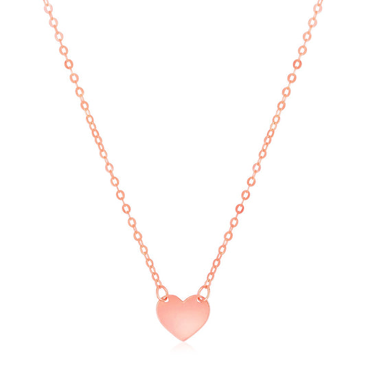 14k Rose Gold Polished Mini Heart Necklace-Teresa&#39;s Fashionista LLC