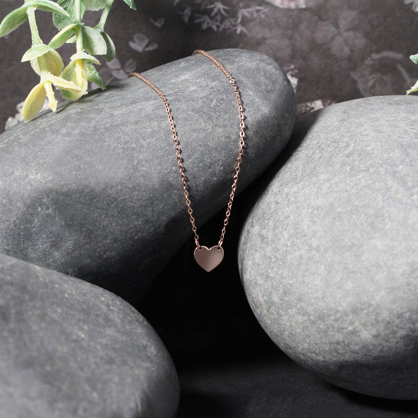 14k Rose Gold Polished Mini Heart Necklace-Teresa&#39;s Fashionista LLC