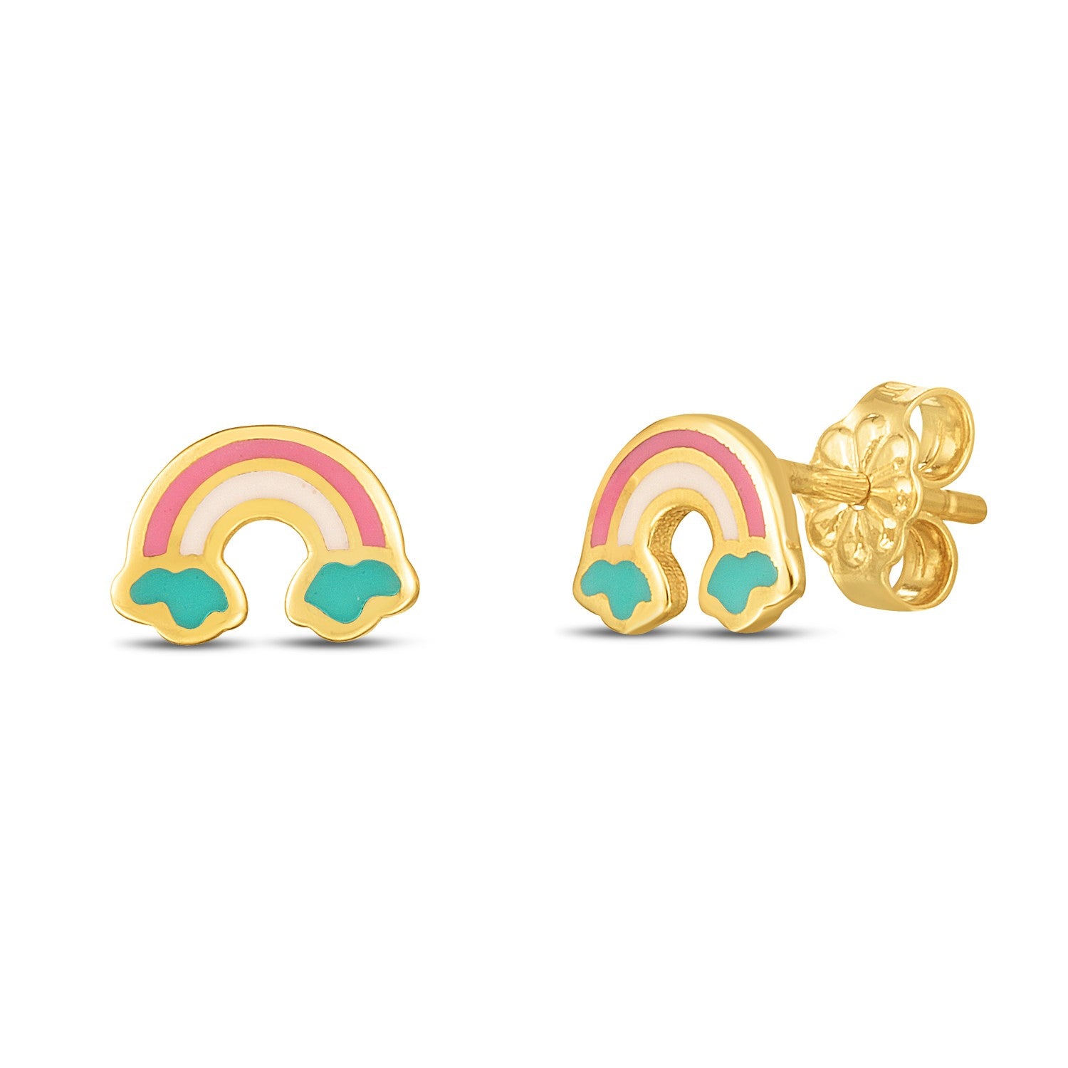 14k Yellow Gold Rainbow Studs-Teresa&#39;s Fashionista LLC