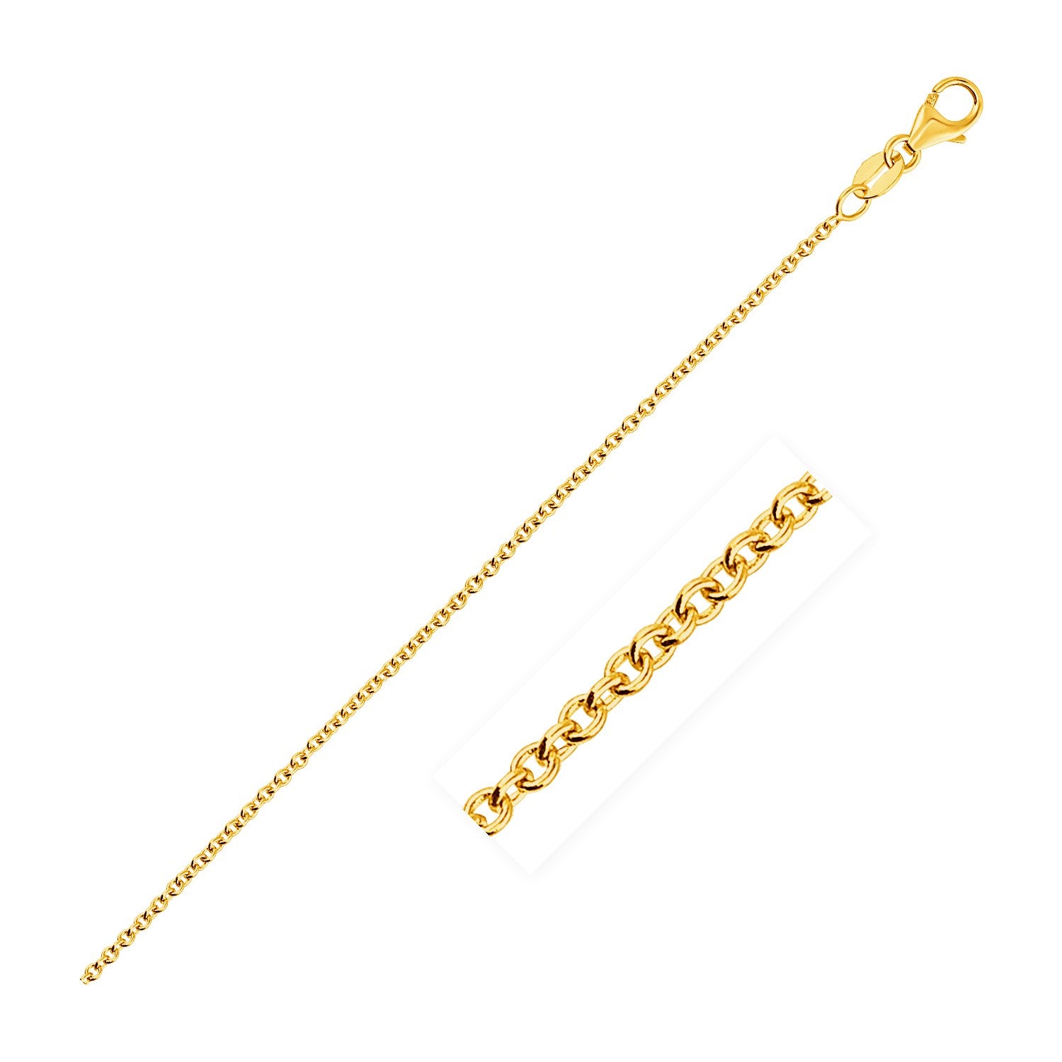 14k Yellow Gold Round Cable Link Chain 1.3mm-Teresa&#39;s Fashionista LLC