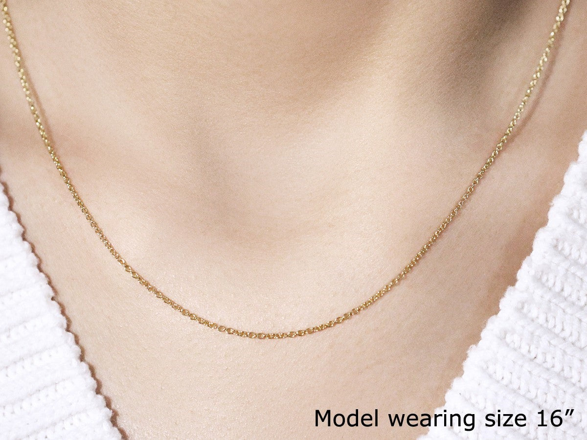 14k Yellow Gold Round Cable Link Chain 1.3mm-Teresa&#39;s Fashionista LLC