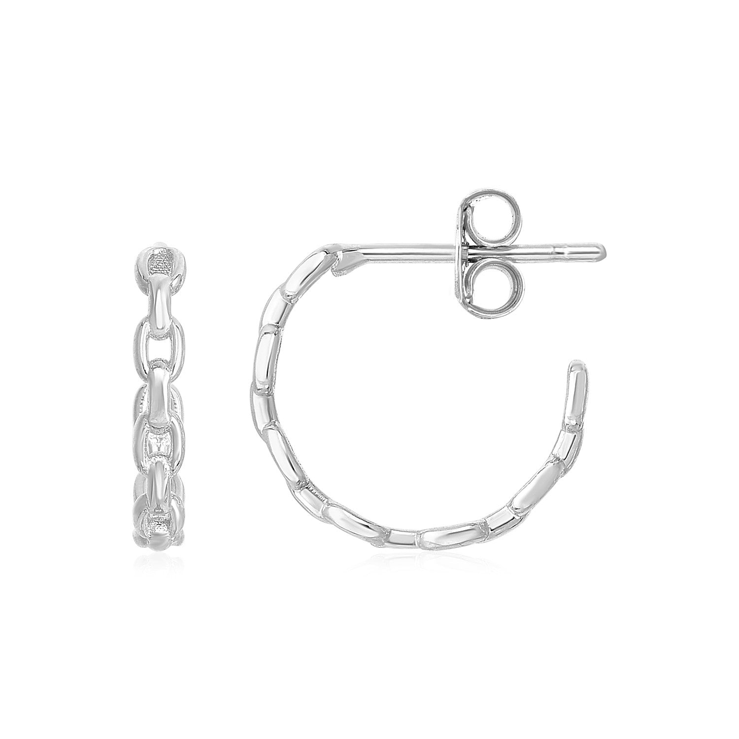 14k White Gold Delicate Chain Hoop Earrings-Teresa&#39;s Fashionista LLC