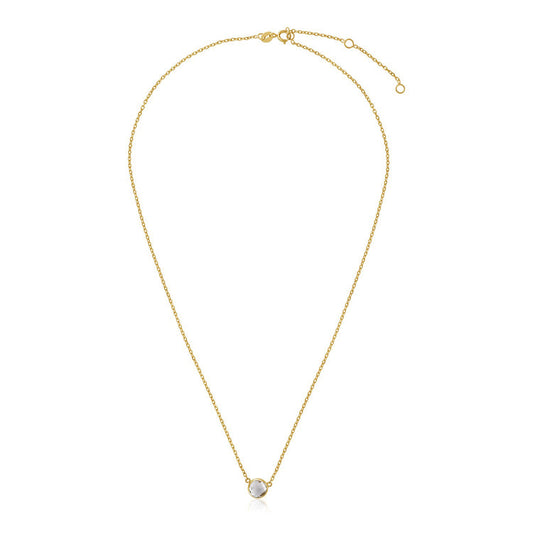 14k Yellow Gold 17 inch Necklace with Round White Topaz-Teresa&#39;s Fashionista LLC