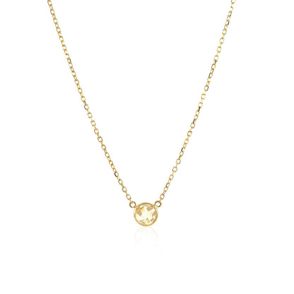 14k Yellow Gold 17 inch Necklace with Round White Topaz-Teresa&#39;s Fashionista LLC