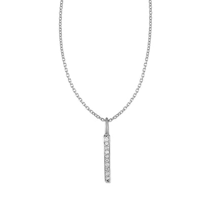 14k White Gold Bar Pendant with Diamonds-Teresa&#39;s Fashionista LLC