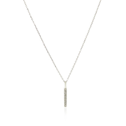 14k White Gold Bar Pendant with Diamonds-Teresa&#39;s Fashionista LLC