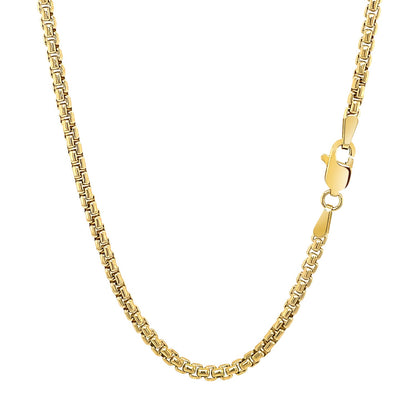 14k Yellow Gold Solid Round Box Chain 2.5 mm-Teresa&#39;s Fashionista LLC