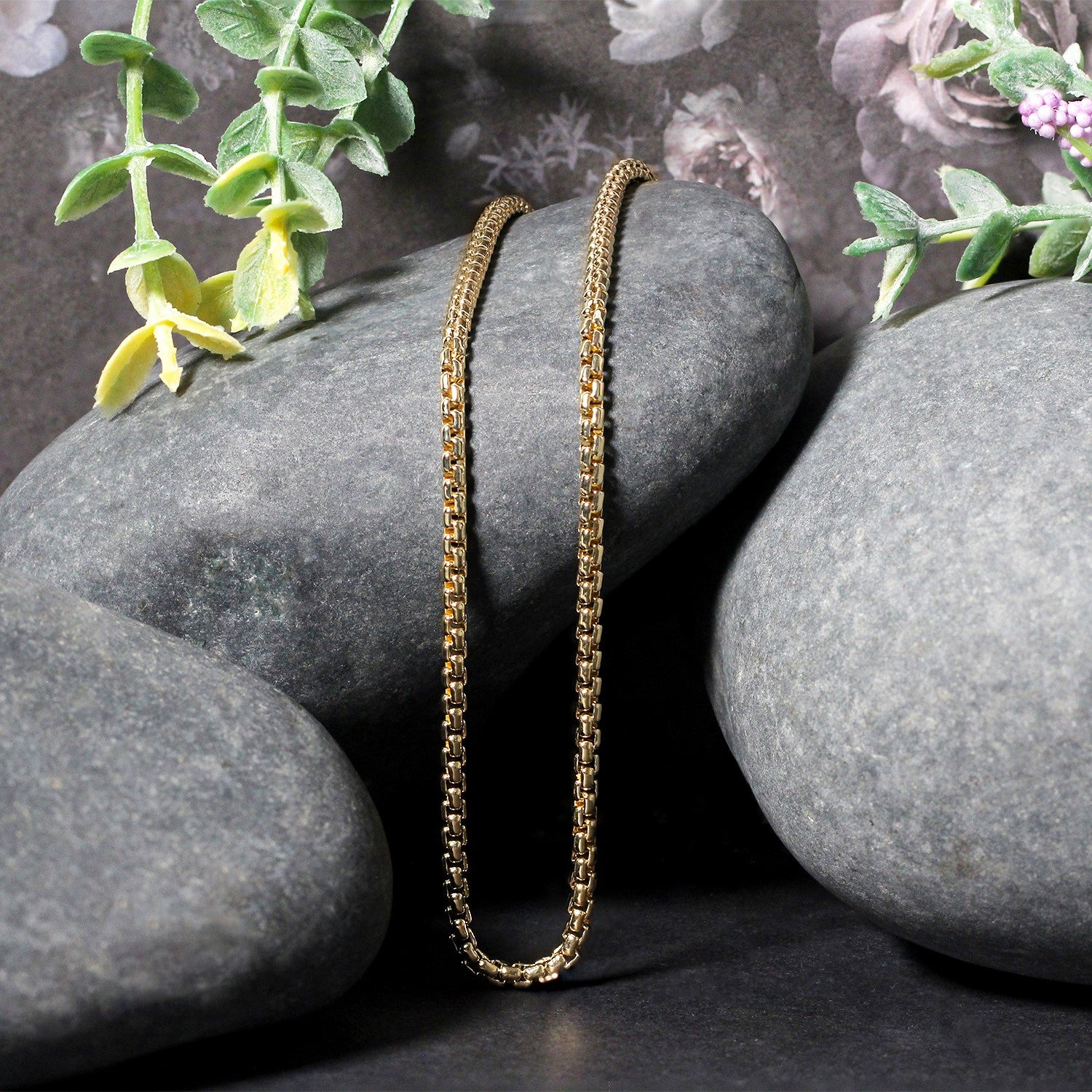 14k Yellow Gold Solid Round Box Chain 2.5 mm-Teresa&#39;s Fashionista LLC