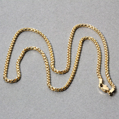 14k Yellow Gold Solid Round Box Chain 2.5 mm-Teresa&#39;s Fashionista LLC