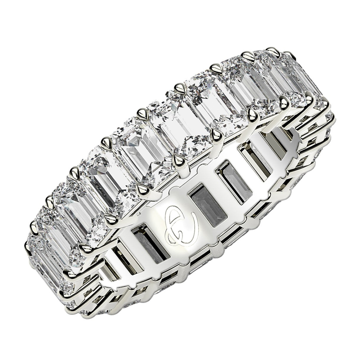 Emerald Cut Lab Grown Diamond Eternity Ring in 14k White Gold (4 cttw FG/VS2)-Teresa&#39;s Fashionista LLC