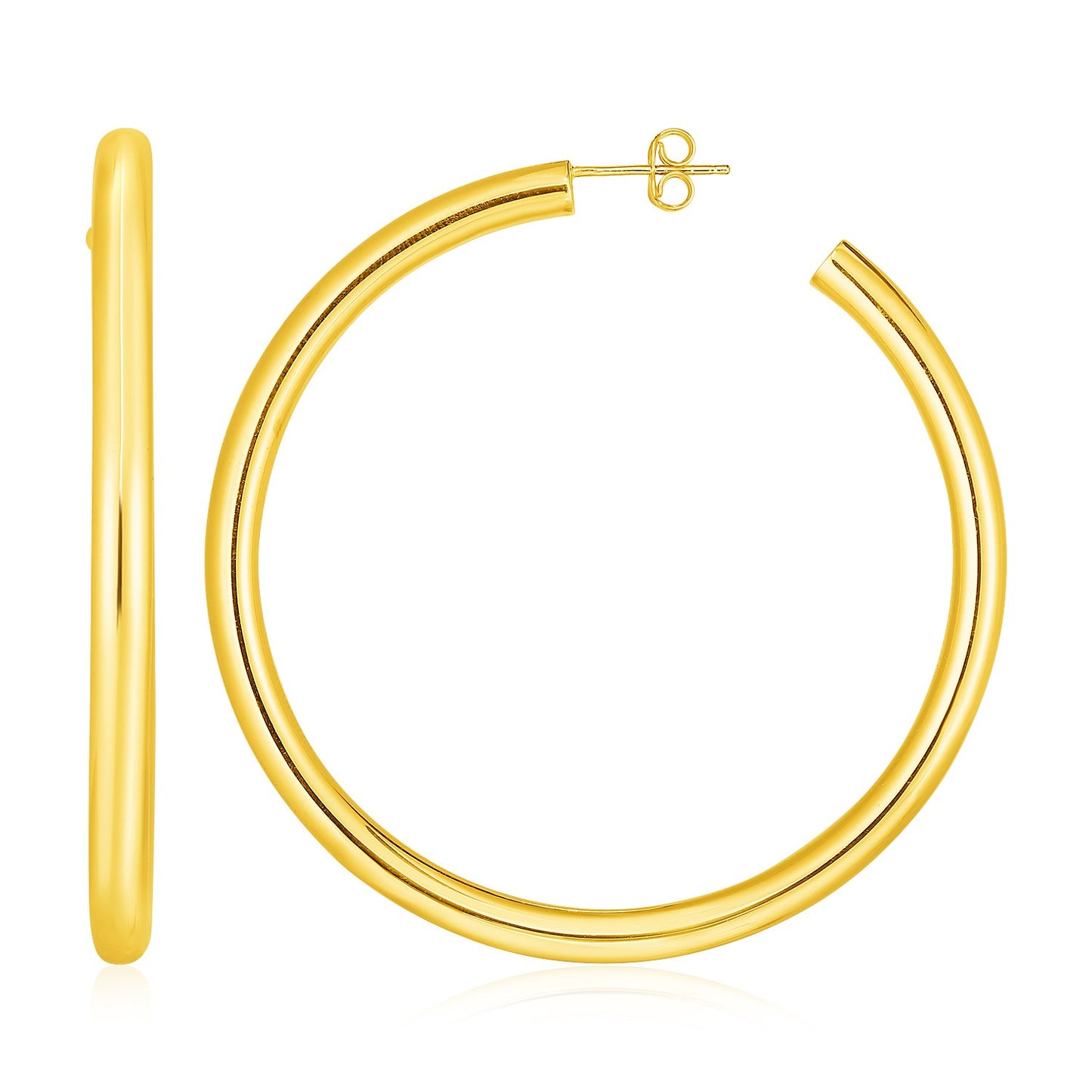 14k Yellow Gold Polished Hoop Earrings-Teresa&#39;s Fashionista LLC