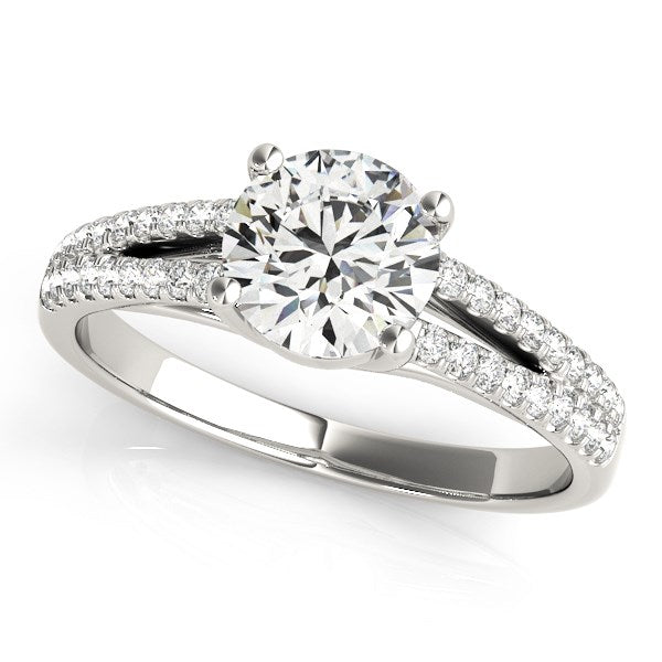 14k White Gold Split Shank Round Diamond Engagement Ring (1 1/8 cttw)-Teresa&#39;s Fashionista LLC