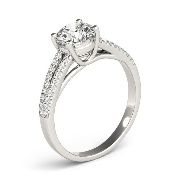 14k White Gold Split Shank Round Diamond Engagement Ring (1 1/8 cttw)-Teresa&#39;s Fashionista LLC