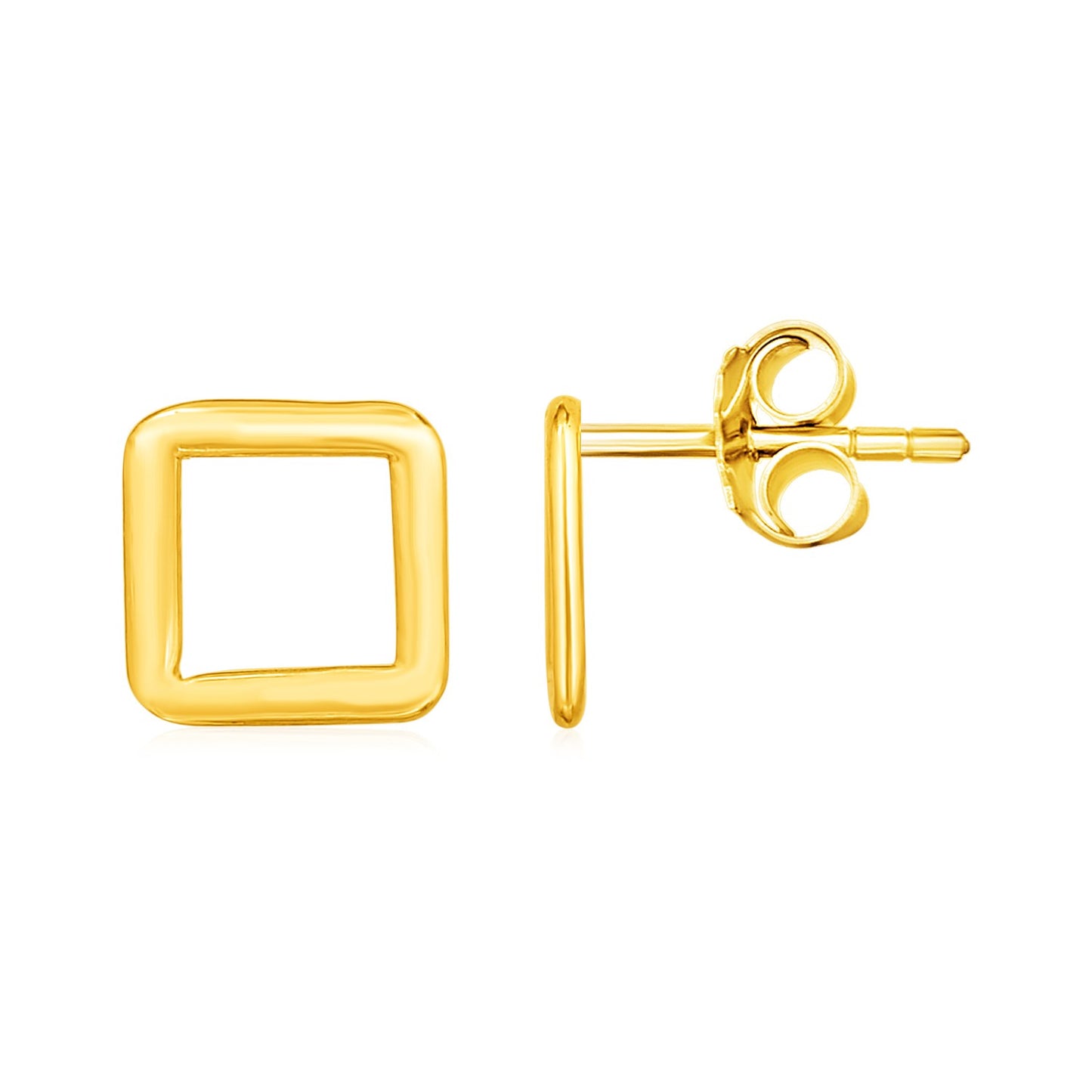 14k Yellow Gold Post Earrings with Open Squares-Teresa&#39;s Fashionista LLC