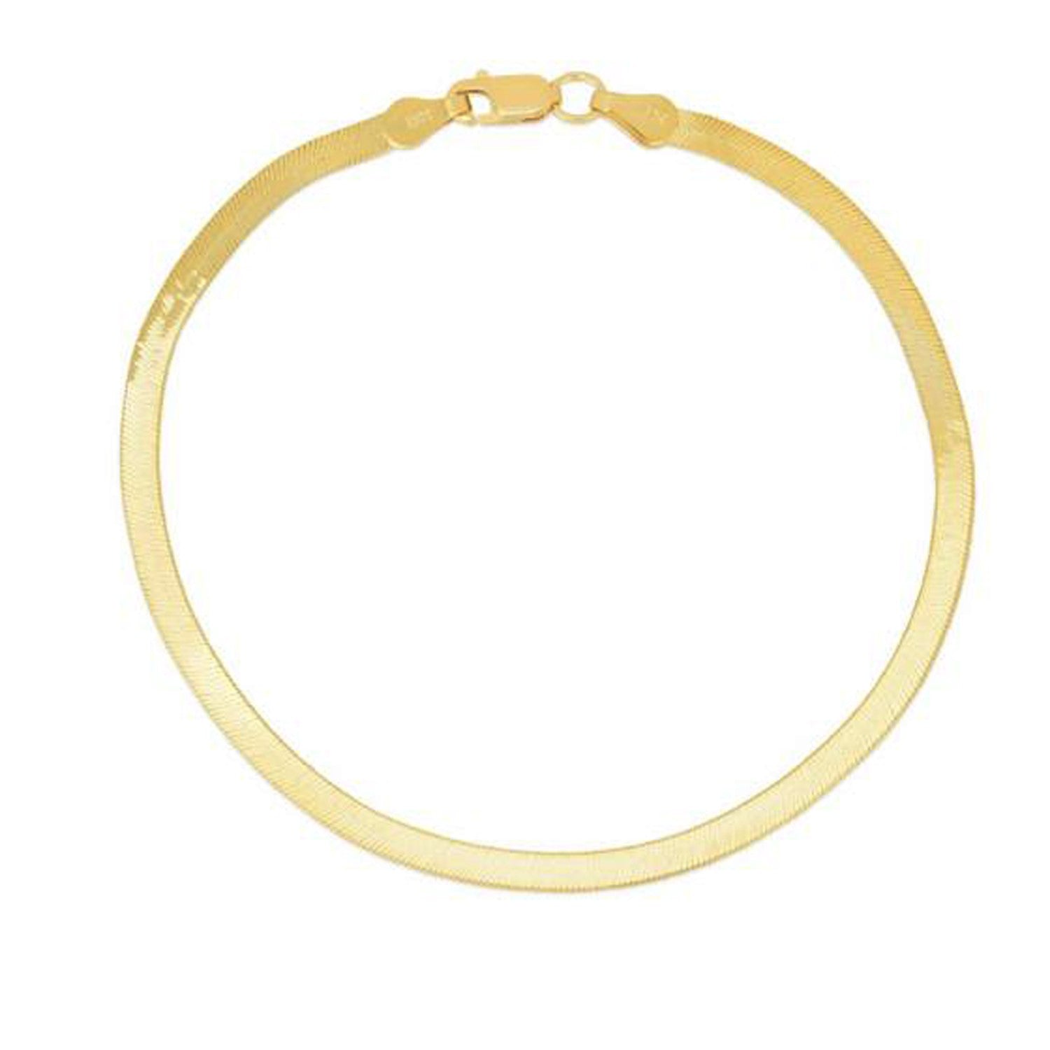 1.5mm 14k Yellow Gold Super Flex Herringbone Anklet-Teresa&#39;s Fashionista LLC