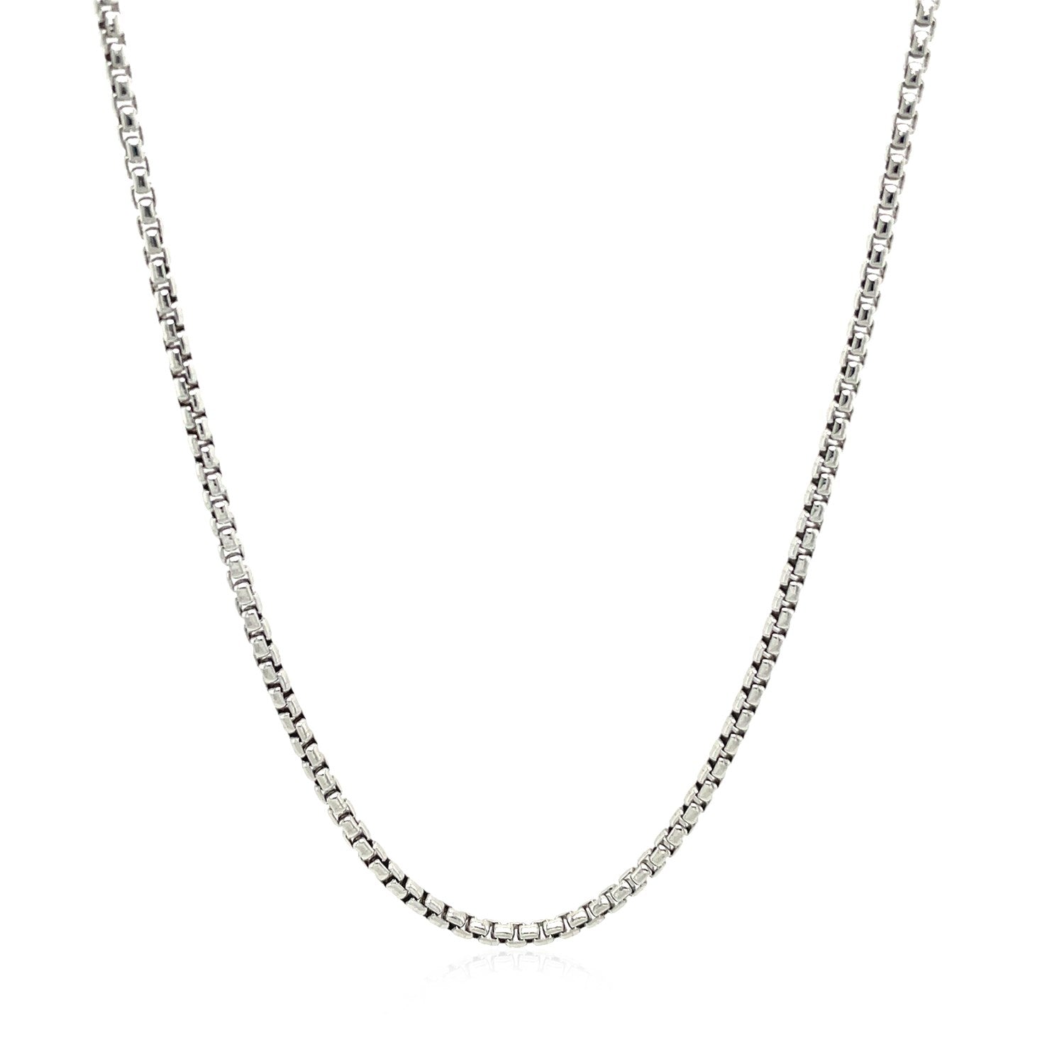 Sterling Silver Rhodium Plated Round Box Chain 1.8mm-Teresa&#39;s Fashionista LLC