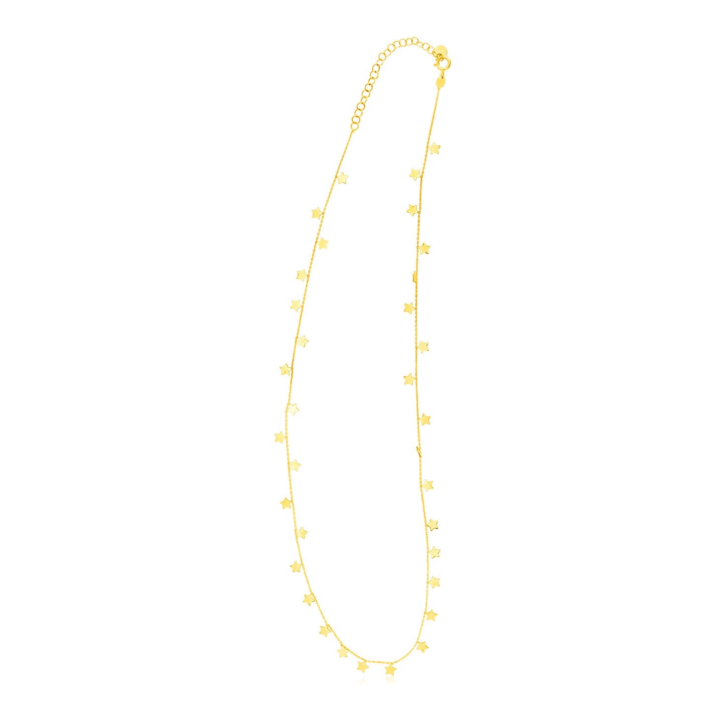 14K Yellow Gold Necklace with Dangling Stars-Teresa&#39;s Fashionista LLC