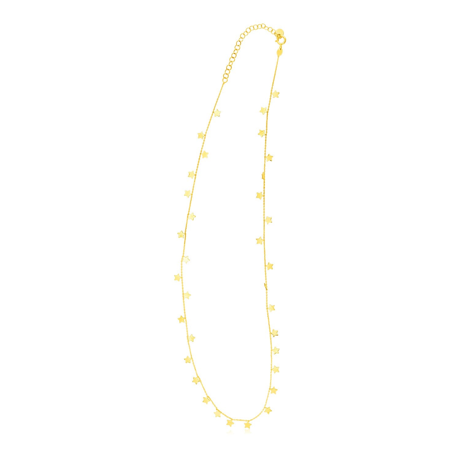 14K Yellow Gold Necklace with Dangling Stars-Teresa&#39;s Fashionista LLC