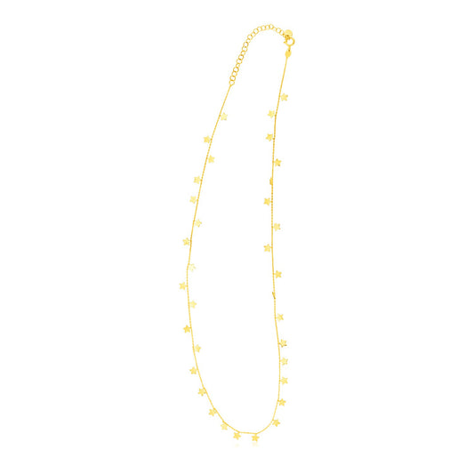 14K Yellow Gold Necklace with Dangling Stars-Teresa&#39;s Fashionista LLC