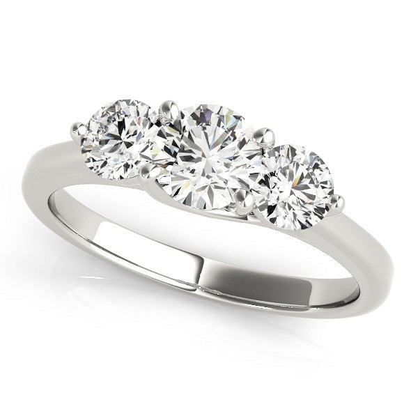 14k White Gold Classic 3 Stone Round Diamond Engagement Ring (1 cttw)-Teresa&#39;s Fashionista LLC