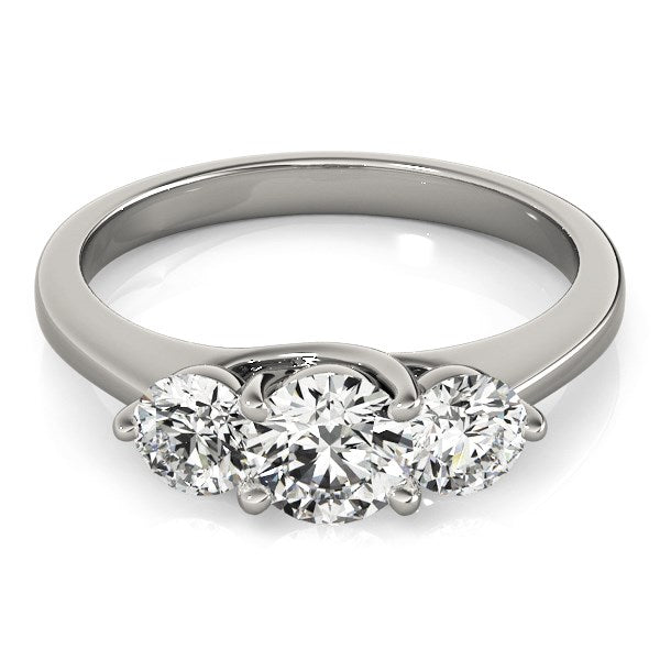 14k White Gold Classic 3 Stone Round Diamond Engagement Ring (1 cttw)-Teresa&#39;s Fashionista LLC