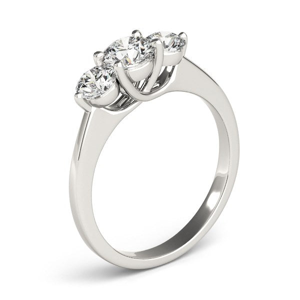 14k White Gold Classic 3 Stone Round Diamond Engagement Ring (1 cttw)-Teresa&#39;s Fashionista LLC