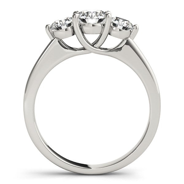 14k White Gold Classic 3 Stone Round Diamond Engagement Ring (1 cttw)-Teresa&#39;s Fashionista LLC