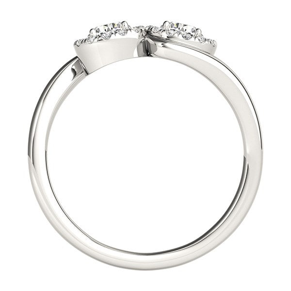 14k White Gold Halo Set Round Two Stone Diamond Ring (3/8 cttw)-Teresa&#39;s Fashionista LLC