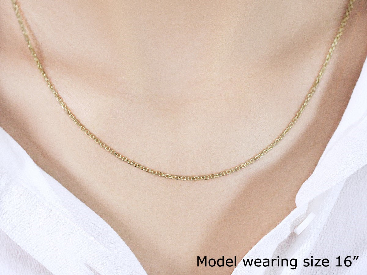 18k Yellow Gold Diamond Cut Cable Link Chain 1.5mm-Teresa&#39;s Fashionista LLC