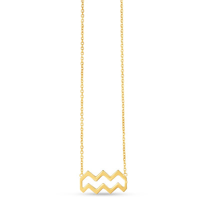 14K Yellow Gold Aquarius Necklace-Teresa&#39;s Fashionista LLC