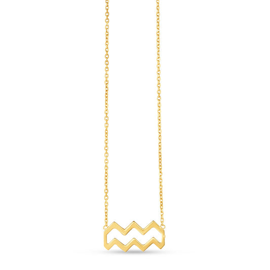 14K Yellow Gold Aquarius Necklace-Teresa&#39;s Fashionista LLC