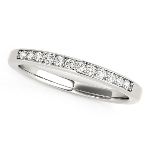 14k White Gold Diamond Wedding Band (1/8 cttw)-Teresa&#39;s Fashionista LLC