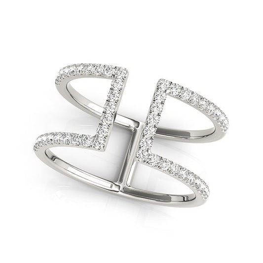 14k White Gold Modern Dual Band Style Diamond Ring (1/2 cttw)-Teresa&#39;s Fashionista LLC