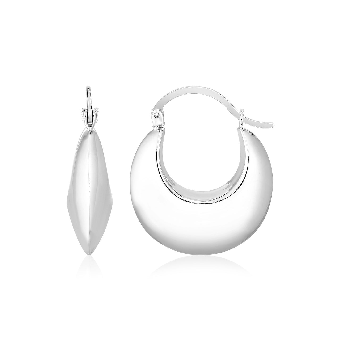 Sterling Silver Polished Puffed Hoop Earrings-Teresa&#39;s Fashionista LLC